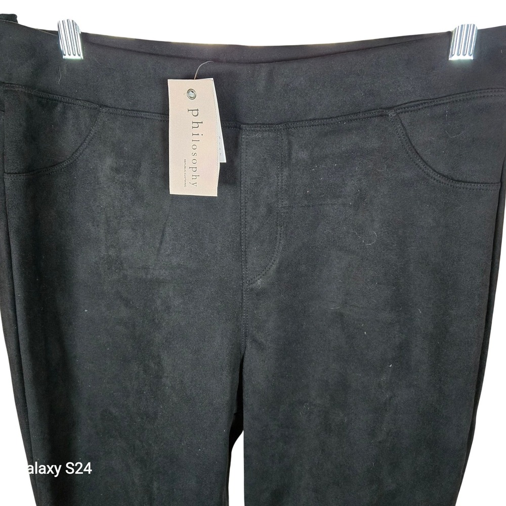 Philosophy Republic‎ Clothing Faux Leather Pull On Pants Black L G